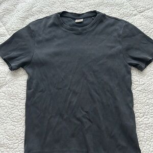 Bershka Cropped Gray Ribbed T-Shirt